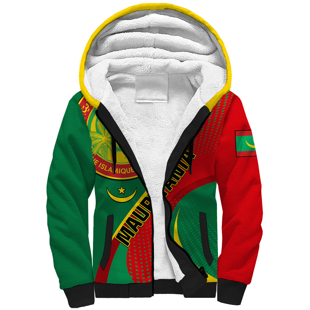 Personalised Mauritania Independence Day Sherpa Hoodie Mauritanian Seal Special Version - Wonder Print Shop