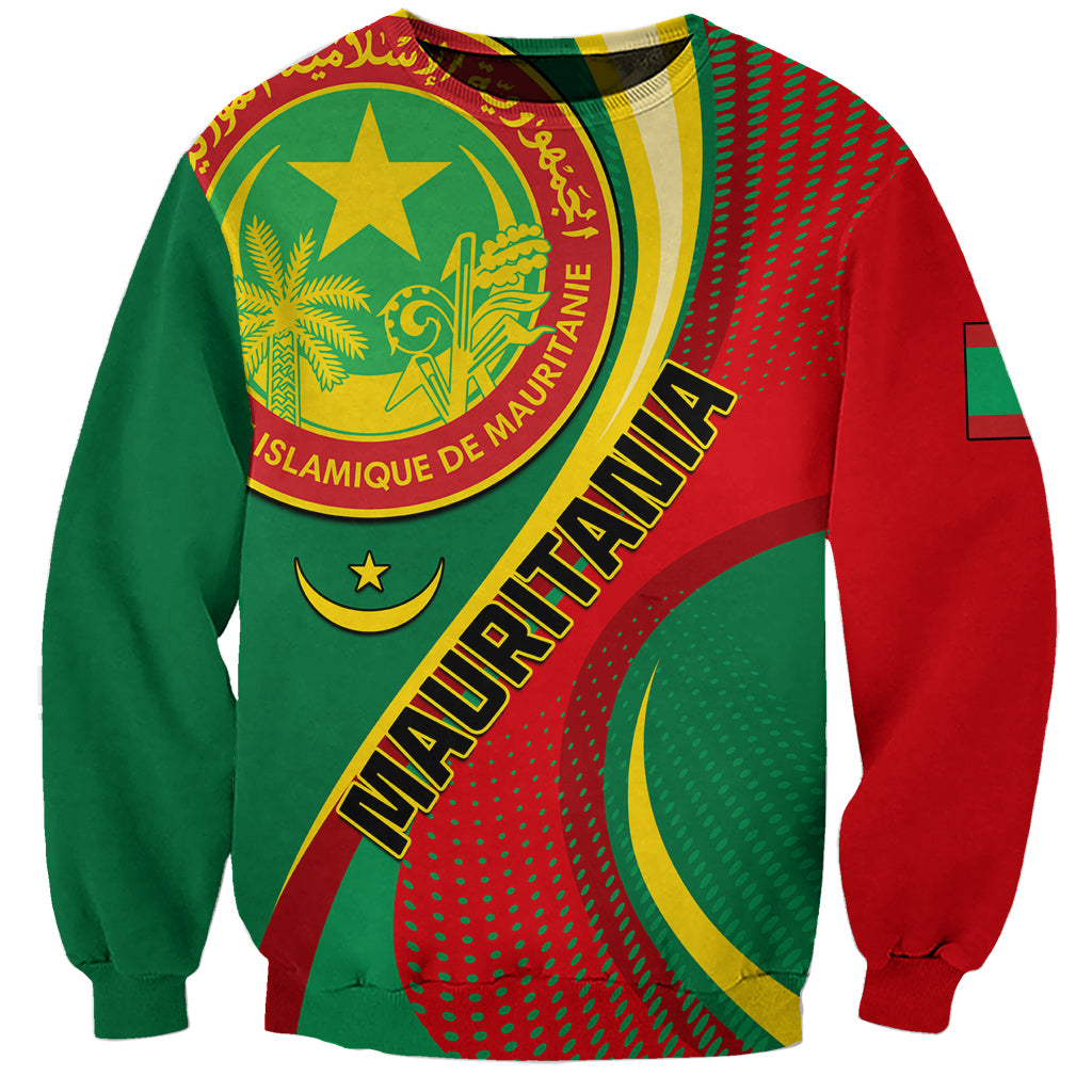 Unisex sweatshirt with red and green independence emblem graphic, long sleeves