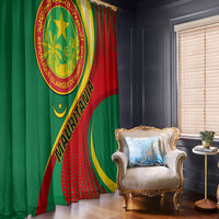 Mauritania Independence Day window curtain with green-red flag and circular seal