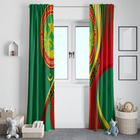 Mauritania Independence Day window curtain set hanging on rod with circular seal