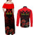 Personalised Albania Independence Day Couples Matching Off Shoulder Maxi Dress and Long Sleeve Button Shirt Albanian Coat Of Arms With Red Poppy Flower - Wonder Print Shop