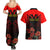 Personalised Albania Independence Day Couples Matching Summer Maxi Dress and Hawaiian Shirt Albanian Coat Of Arms With Red Poppy Flower - Wonder Print Shop