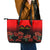 Personalised Albania Independence Day Leather Tote Bag Albanian Coat Of Arms With Red Poppy Flower - Wonder Print Shop