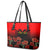 Personalised Albania Independence Day Leather Tote Bag Albanian Coat Of Arms With Red Poppy Flower - Wonder Print Shop