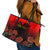 Personalised Albania Independence Day Leather Tote Bag Albanian Coat Of Arms With Red Poppy Flower - Wonder Print Shop