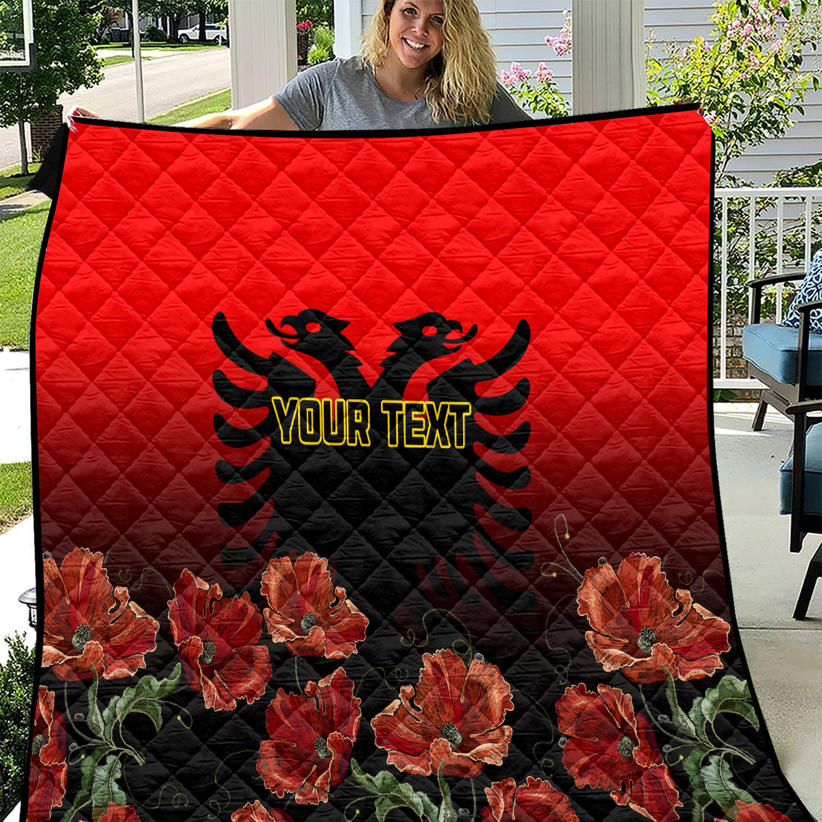 personalised-albania-independence-day-quilt-albanian-coat-of-arms-with-red-poppy-flower