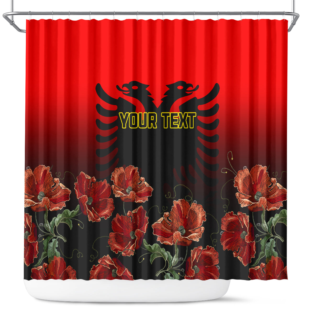 personalised-albania-independence-day-shower-curtain-albanian-coat-of-arms-with-red-poppy-flower