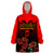 Personalised Albania Independence Day Wearable Blanket Hoodie Albanian Coat Of Arms With Red Poppy Flower - Wonder Print Shop