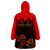 Personalised Albania Independence Day Wearable Blanket Hoodie Albanian Coat Of Arms With Red Poppy Flower - Wonder Print Shop