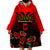 Personalised Albania Independence Day Wearable Blanket Hoodie Albanian Coat Of Arms With Red Poppy Flower - Wonder Print Shop