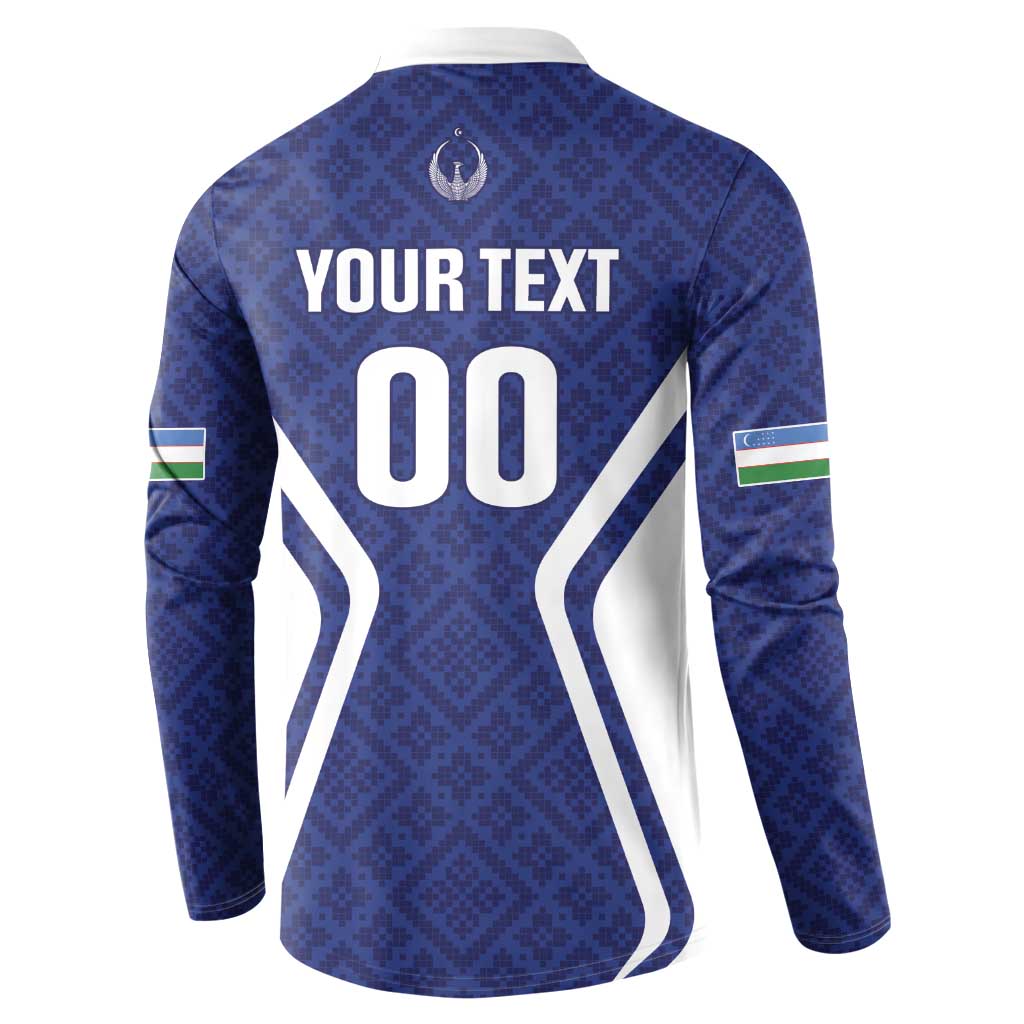 Custom Football Uzbekistan Button Sweatshirt Milliy Jamoa Blue Version - Wonder Print Shop