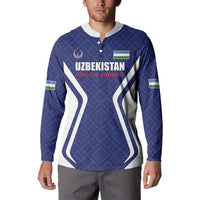 Custom Football Uzbekistan Button Sweatshirt Milliy Jamoa Blue Version - Wonder Print Shop