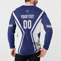 Custom Football Uzbekistan Button Sweatshirt Milliy Jamoa Blue Version - Wonder Print Shop