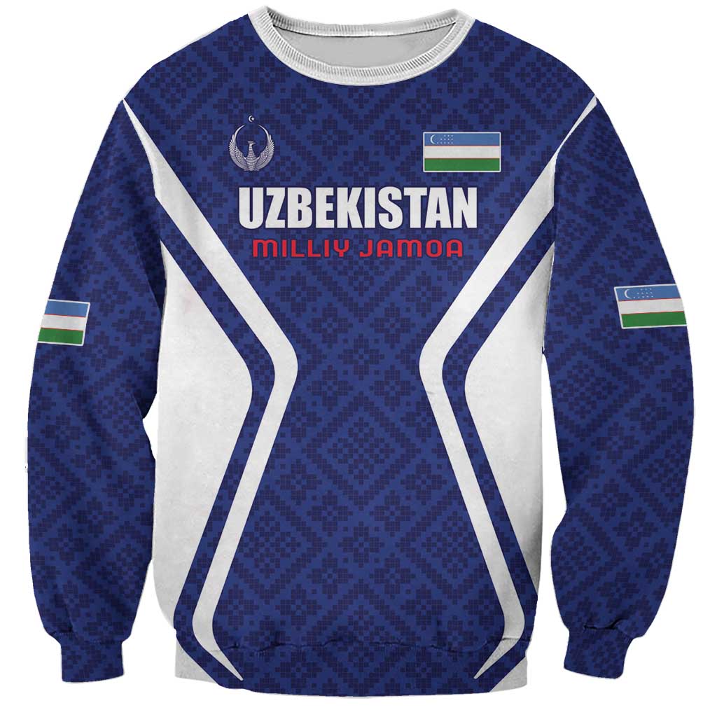 Custom Football Uzbekistan Sweatshirt Milliy Jamoa Blue Version - Wonder Print Shop