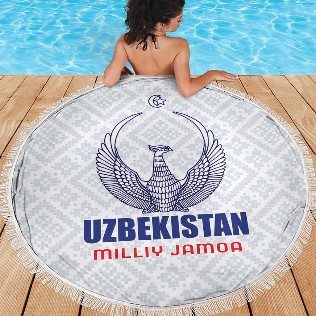 Football Uzbekistan Beach Blanket Milliy Jamoa White Version - Wonder Print Shop