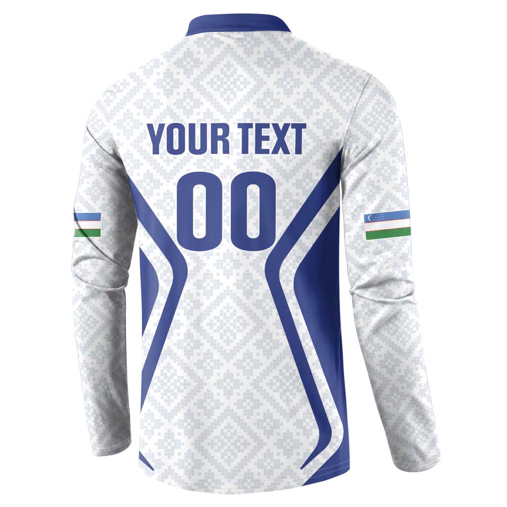 Custom Football Uzbekistan Button Sweatshirt Milliy Jamoa White Version - Wonder Print Shop