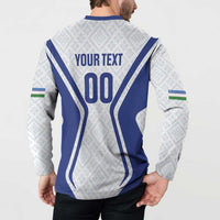 Custom Football Uzbekistan Button Sweatshirt Milliy Jamoa White Version - Wonder Print Shop