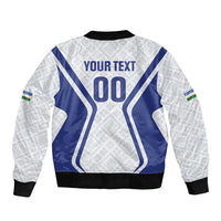 Custom Football Uzbekistan Sleeve Zip Bomber Jacket Milliy Jamoa White Version - Wonder Print Shop