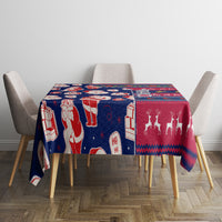 Custom Ohio Christmas tablecloth square style with Santa gift and deer pattern.