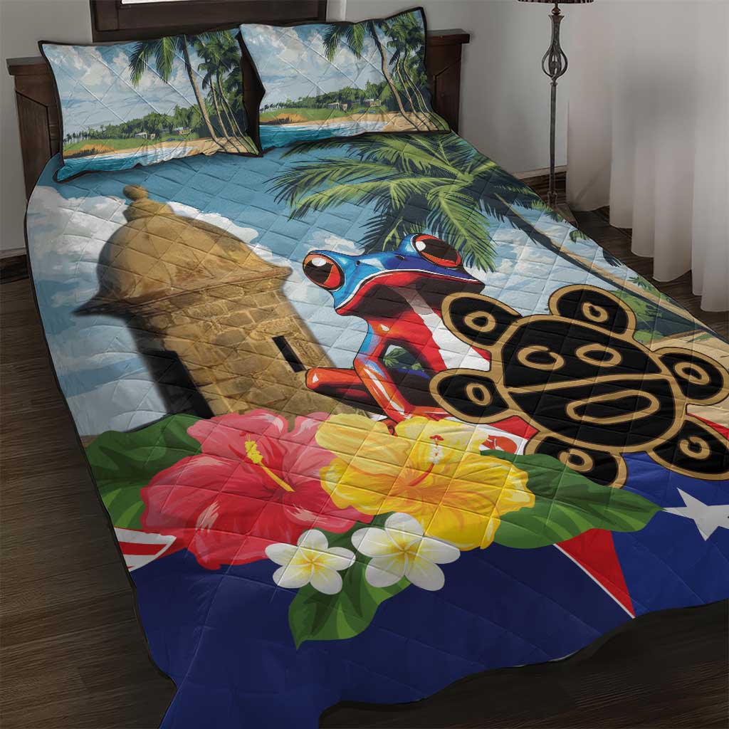 Personalized Boricua El Morro Quilt Bed Set Puerto Rico Sun Coqui - Wonder Print Shop