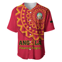 Red football baseball jersey with yellow pattern, Angola crest, and 'ANGOLA' text