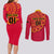 Angola Football Couples Matching Long Sleeve Bodycon Dress and Long Sleeve Button Shirt Go Palancas Negras Red Version - Wonder Print Shop