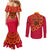 Angola Football Couples Matching Mermaid Dress and Long Sleeve Button Shirt Go Palancas Negras Red Version