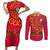 Angola Football Couples Matching Short Sleeve Bodycon Dress and Long Sleeve Button Shirt Go Palancas Negras Red Version - Wonder Print Shop