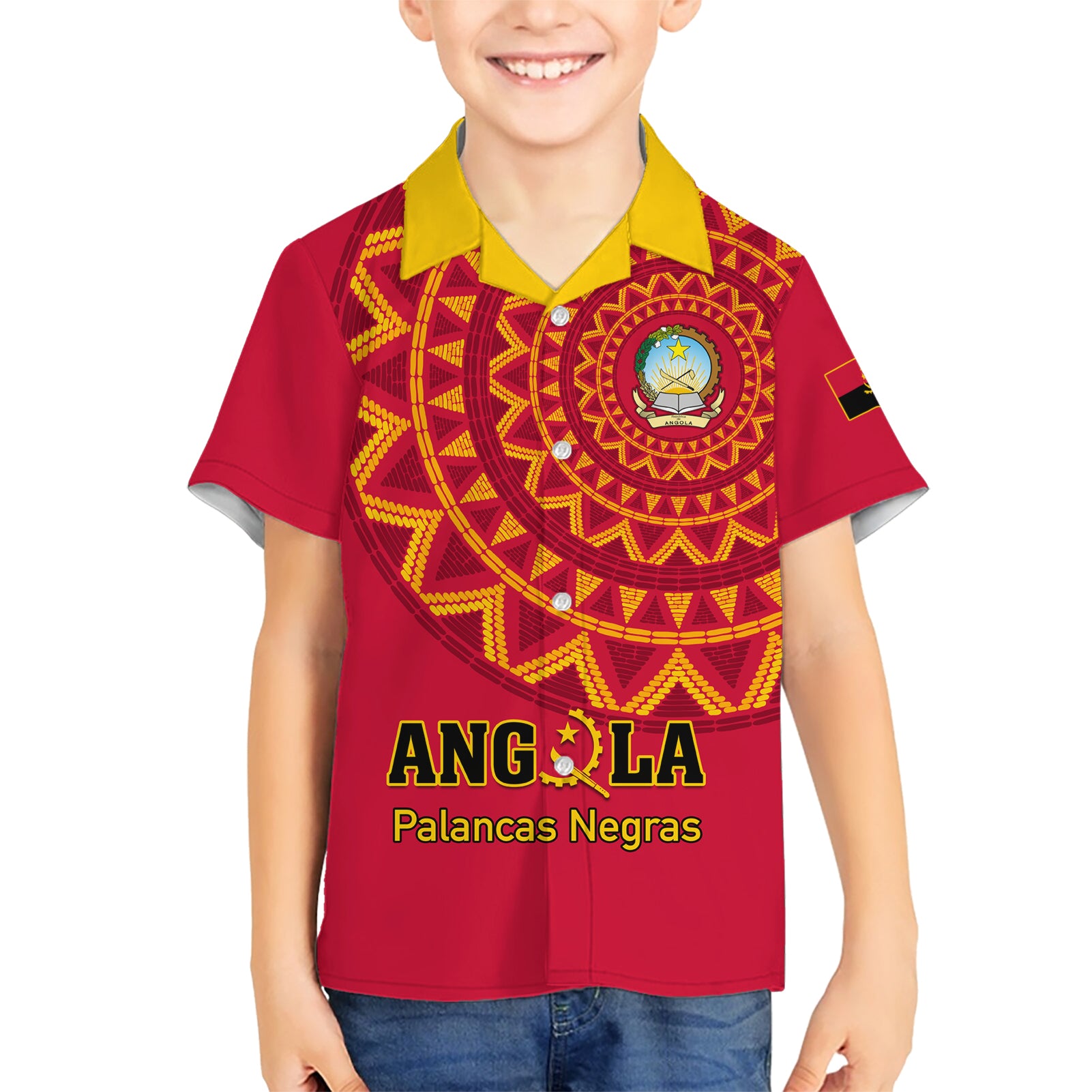 Angola Football Kid Hawaiian Shirt Go Palancas Negras Red Version - Wonder Print Shop