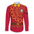 Angola Football Long Sleeve Button Shirt Go Palancas Negras Red Version - Wonder Print Shop