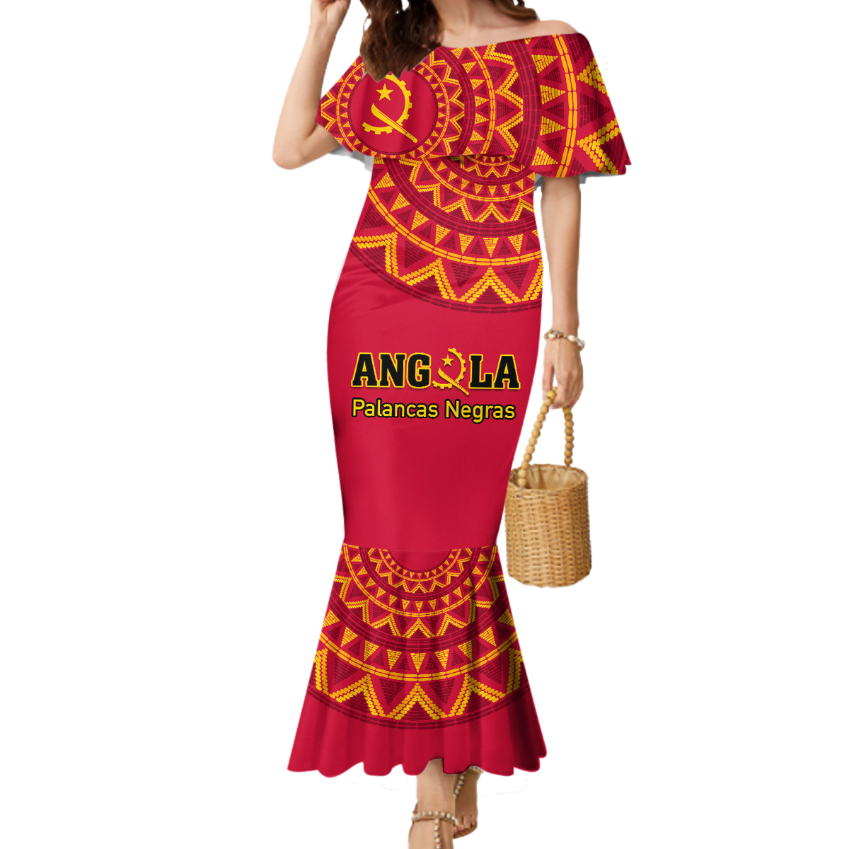 Angola Football Mermaid Dress Go Palancas Negras Red Version - Wonder Print Shop