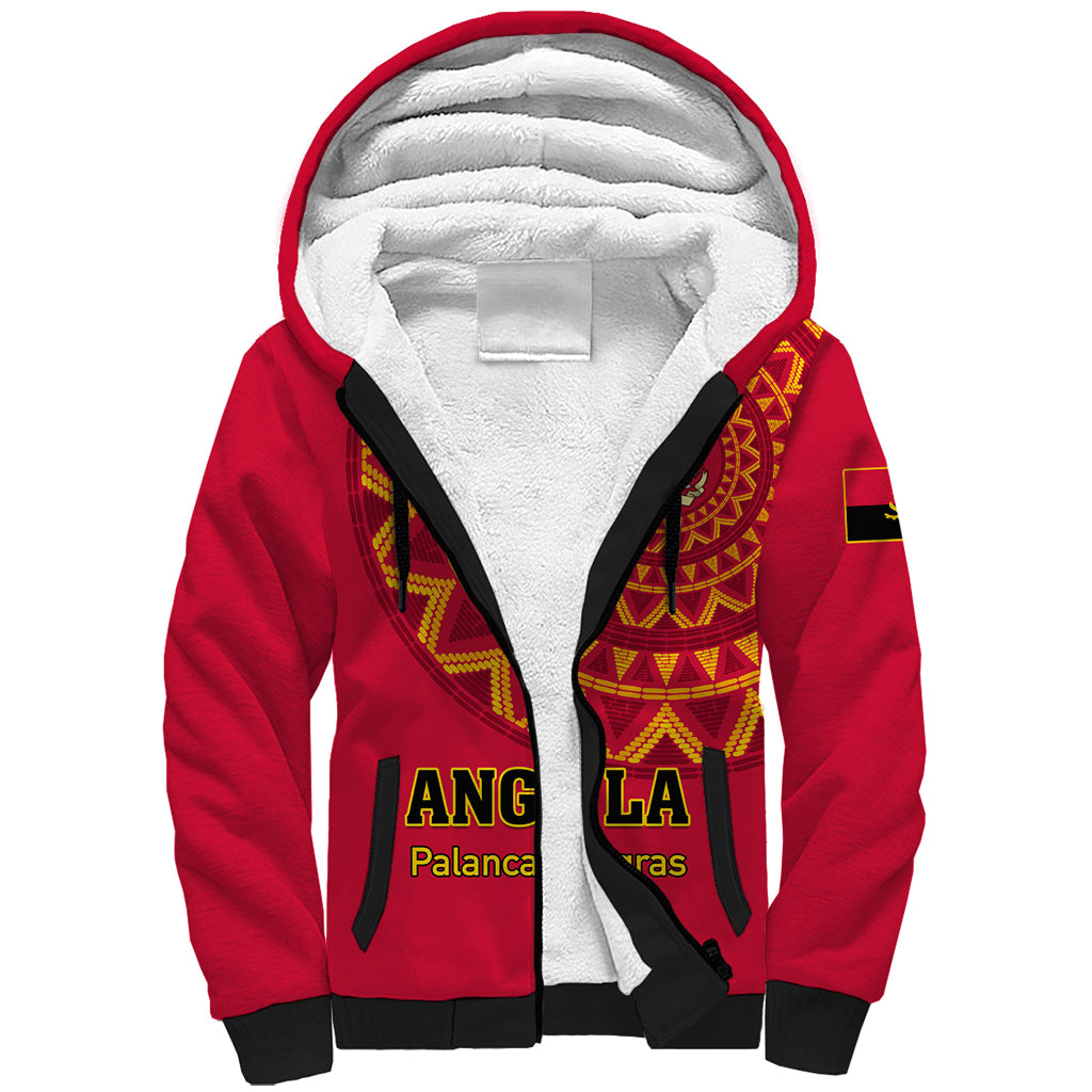 Angola Football Sherpa Hoodie Go Palancas Negras Red Version - Wonder Print Shop