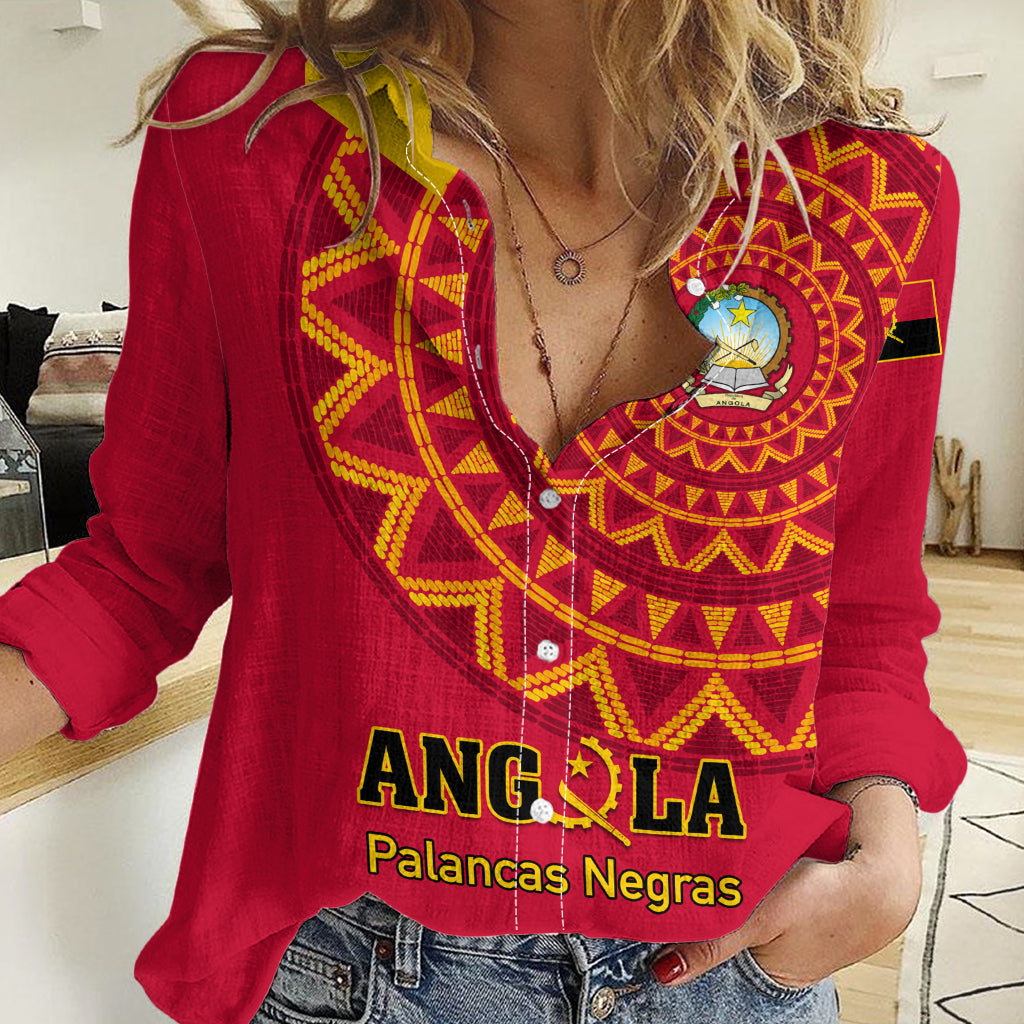 Angola Football Women Casual Shirt Go Palancas Negras Red Version - Wonder Print Shop