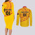 Angola Football Couples Matching Long Sleeve Bodycon Dress and Long Sleeve Button Shirt Go Palancas Negras Yellow Version - Wonder Print Shop