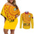 Angola Football Couples Matching Off Shoulder Short Dress and Long Sleeve Button Shirt Go Palancas Negras Yellow Version - Wonder Print Shop