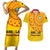 Angola Football Couples Matching Short Sleeve Bodycon Dress and Hawaiian Shirt Go Palancas Negras Yellow Version - Wonder Print Shop