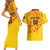 Angola Football Couples Matching Short Sleeve Bodycon Dress and Hawaiian Shirt Go Palancas Negras Yellow Version - Wonder Print Shop