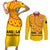 Angola Football Couples Matching Short Sleeve Bodycon Dress and Long Sleeve Button Shirt Go Palancas Negras Yellow Version - Wonder Print Shop