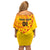 Angola Football Family Matching Off Shoulder Short Dress and Hawaiian Shirt Go Palancas Negras Yellow Version - Wonder Print Shop