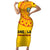 Angola Football Family Matching Short Sleeve Bodycon Dress and Hawaiian Shirt Go Palancas Negras Yellow Version - Wonder Print Shop