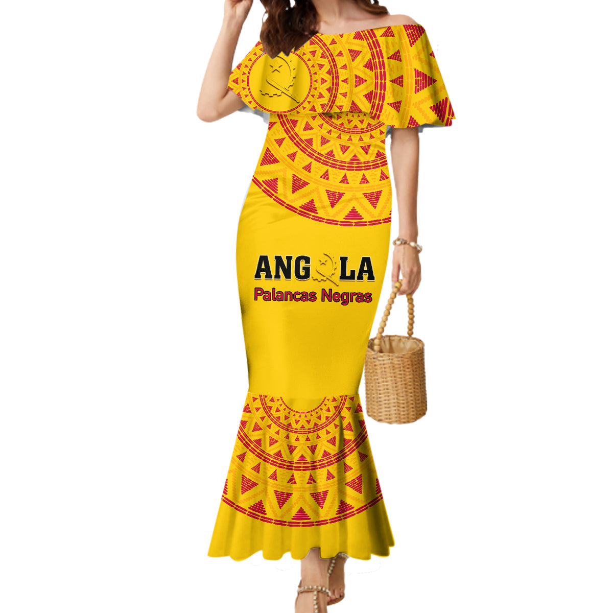 Angola Football Mermaid Dress Go Palancas Negras Yellow Version - Wonder Print Shop