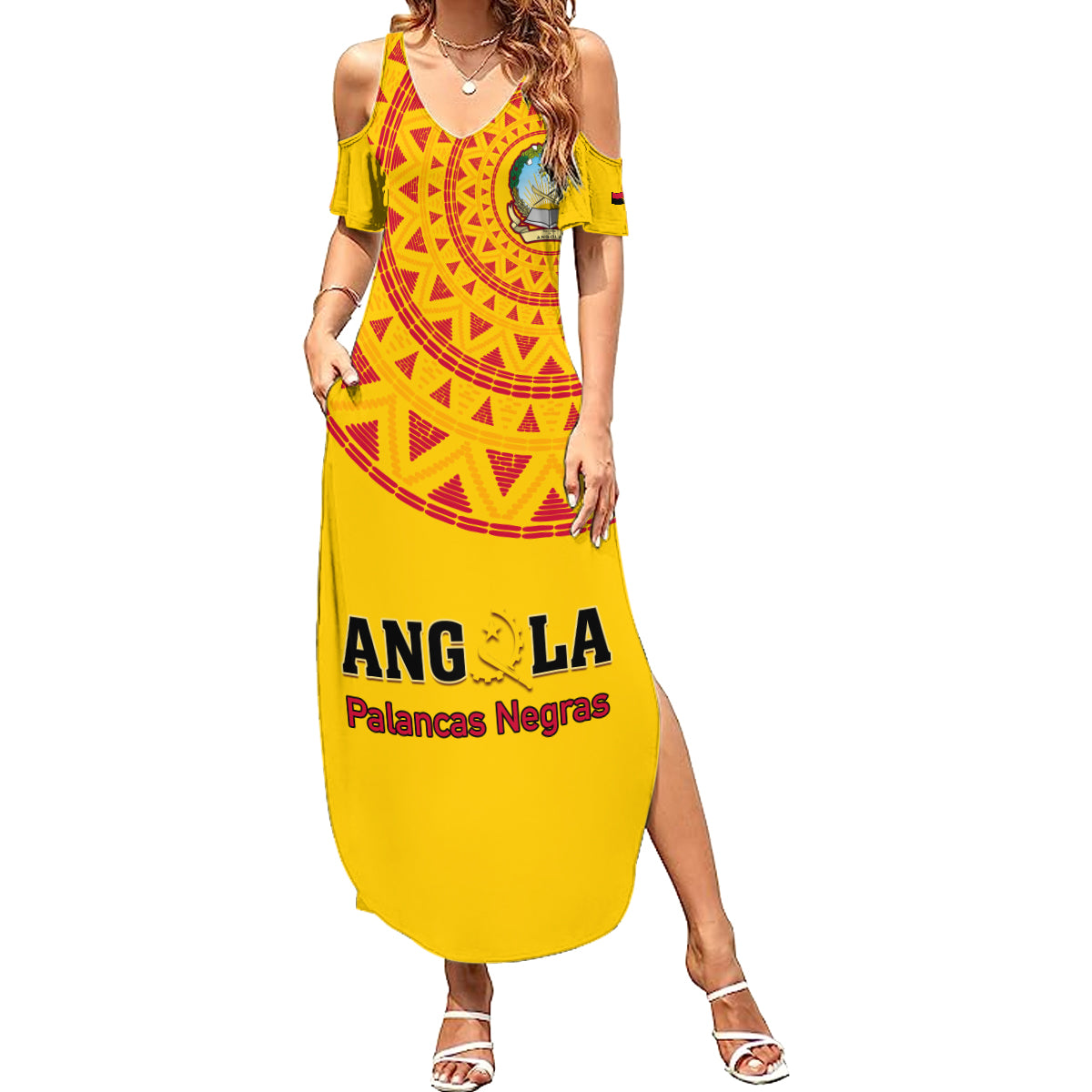 Angola Football Summer Maxi Dress Go Palancas Negras Yellow Version - Wonder Print Shop