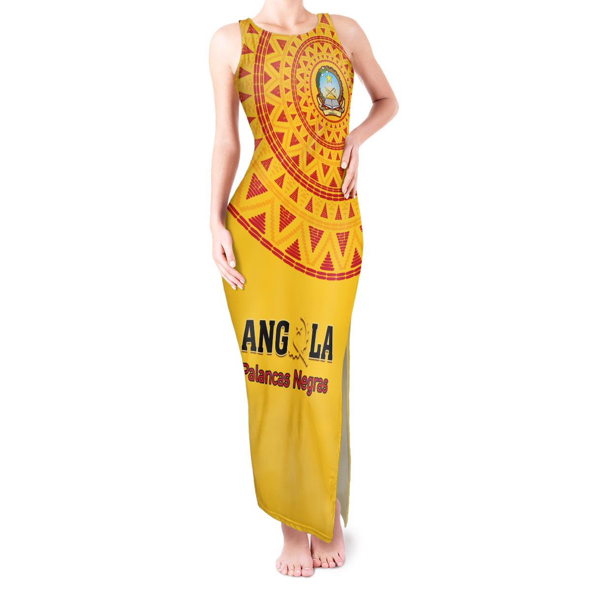 Angola Football Tank Maxi Dress Go Palancas Negras Yellow Version - Wonder Print Shop