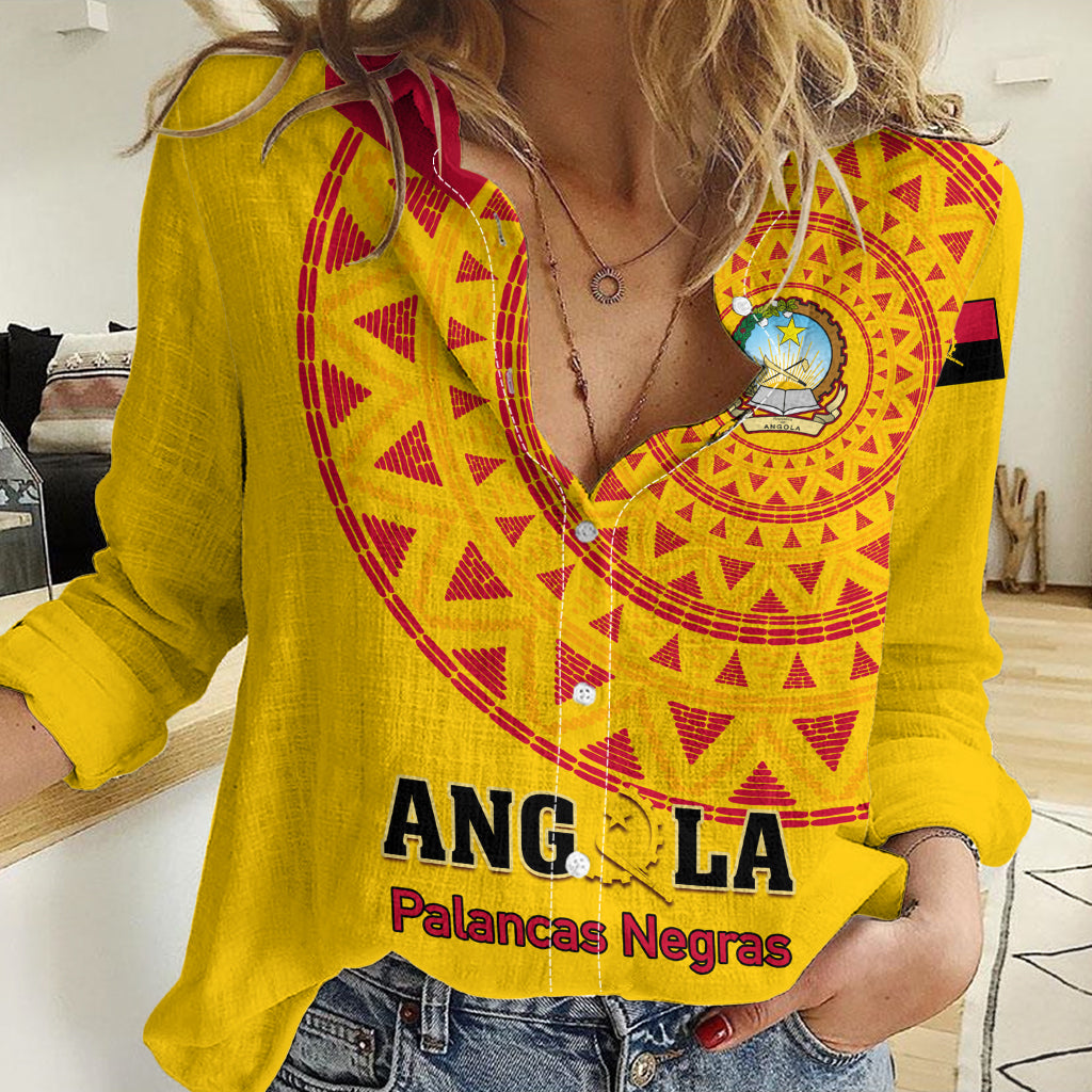 Angola Football Women Casual Shirt Go Palancas Negras Yellow Version - Wonder Print Shop