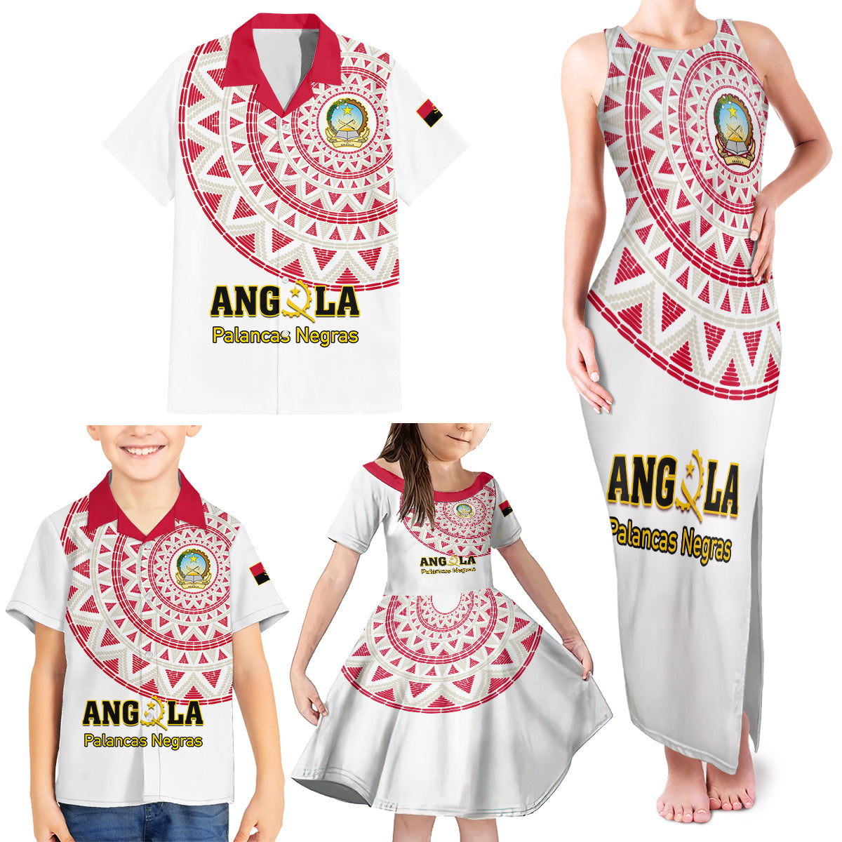 Angola Football Family Matching Tank Maxi Dress and Hawaiian Shirt Go Palancas Negras White Version - Wonder Print Shop