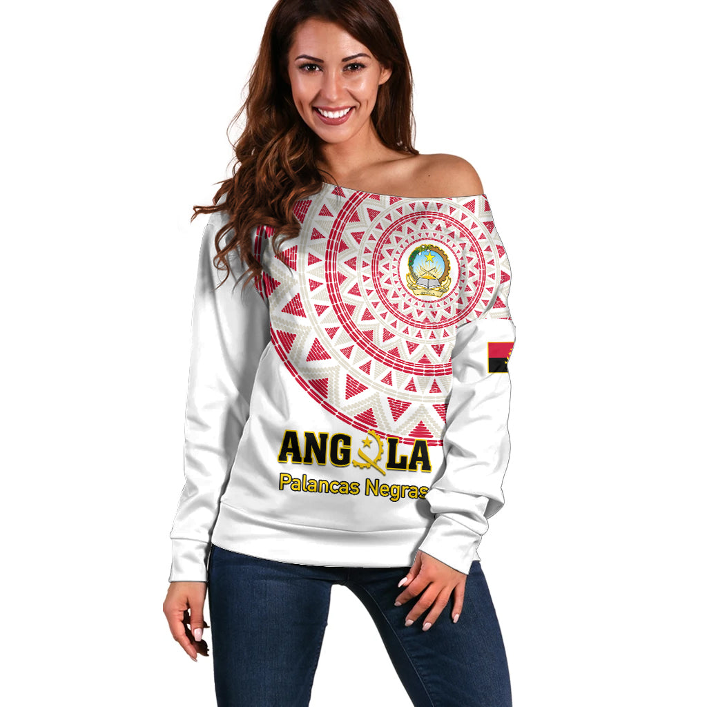 Angola Football Off Shoulder Sweater Go Palancas Negras White Version - Wonder Print Shop