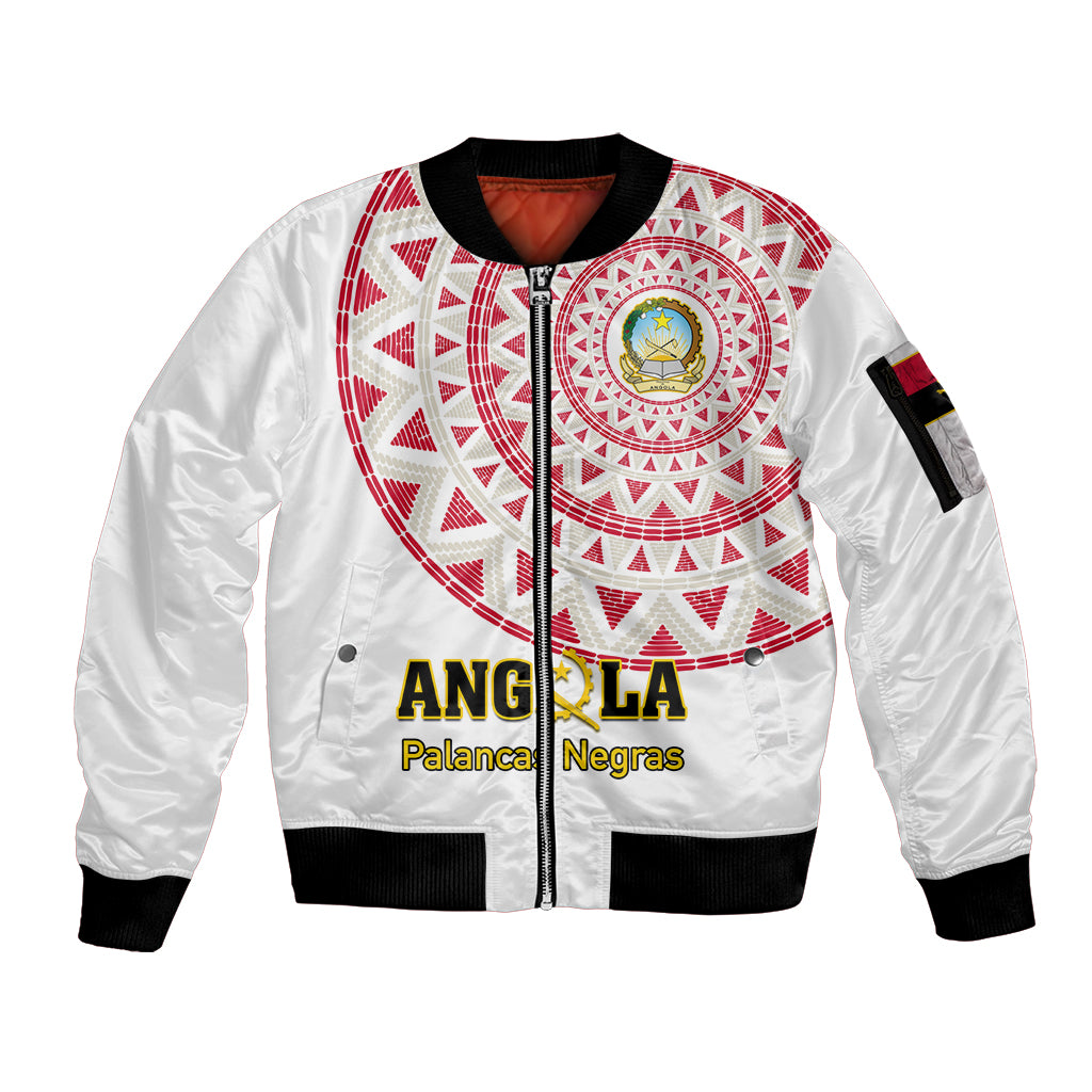 Angola Football Sleeve Zip Bomber Jacket Go Palancas Negras White Version - Wonder Print Shop