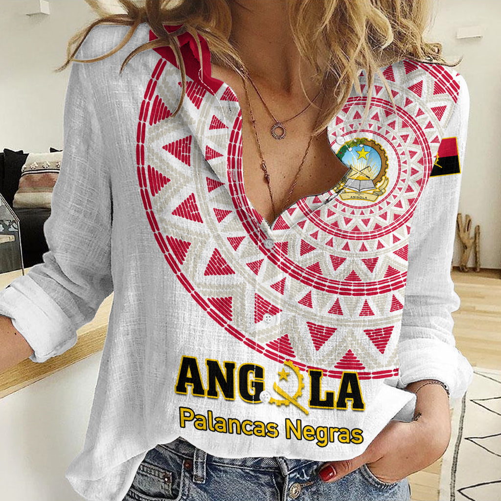 Angola Football Women Casual Shirt Go Palancas Negras White Version - Wonder Print Shop