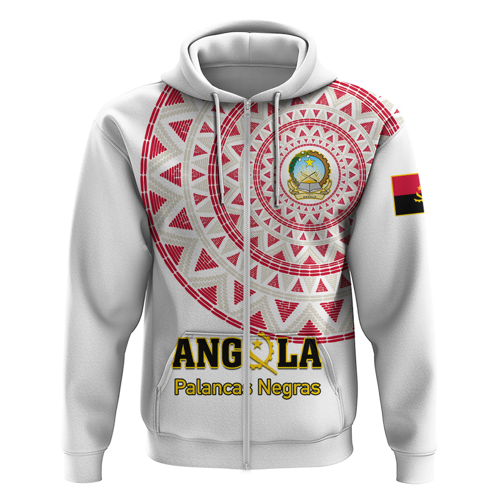 Angola Football Zip Hoodie Go Palancas Negras White Version - Wonder Print Shop