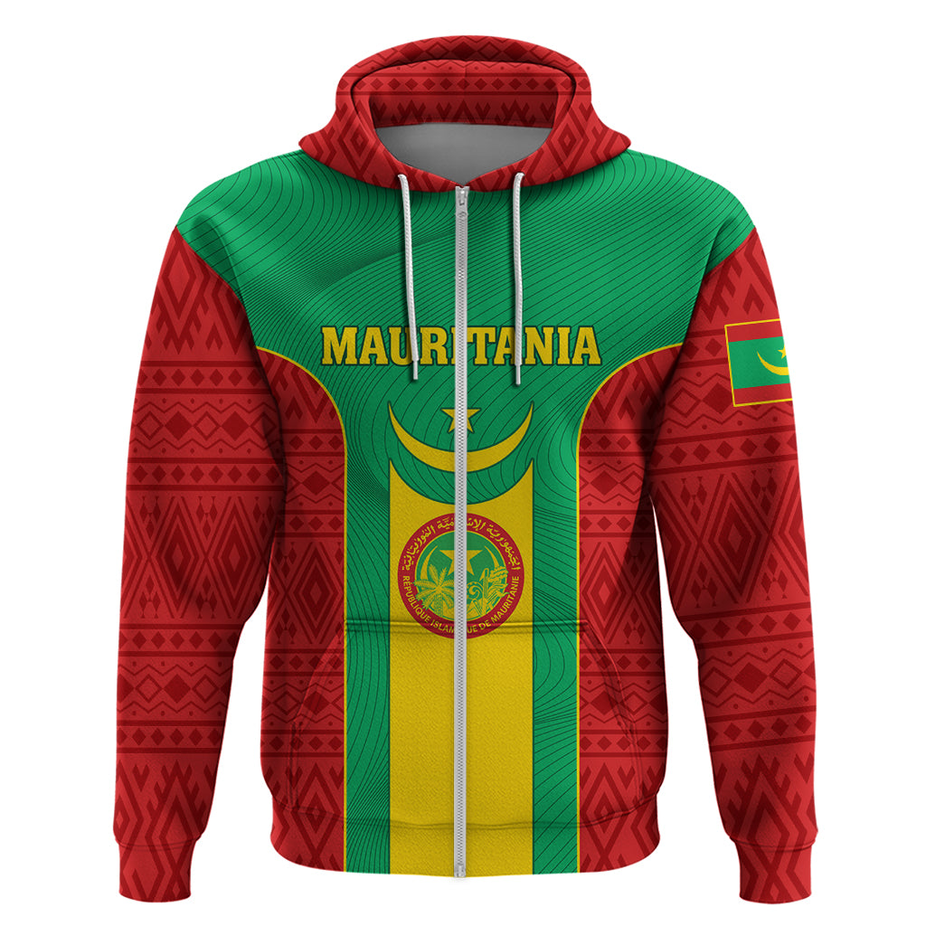 Mauritania Football Zip Hoodie Go Lions of Chinguetti - Wonder Print Shop